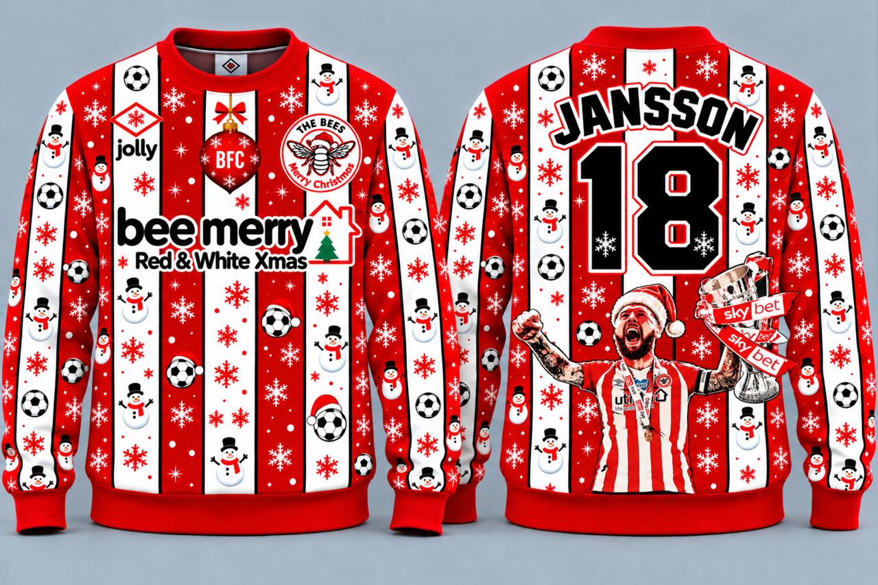 Brentford Inspired Jansson 18 Christmas Jumper Kids